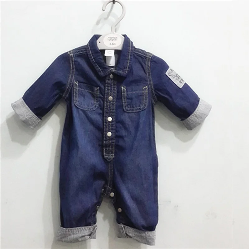

2017 Newborn Baby Romper Infant Jeans Long Sleeve Overalls Clothes Kids Baby Spring Autumn Denim Cardigan Climbing Clothing
