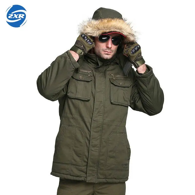 Zuoxiangru мужское зимнее камуфляжное теплое плотное пальто парка Военная тактическая куртка с капюшоном водонепроницаемая охотничья походная верхняя одежда