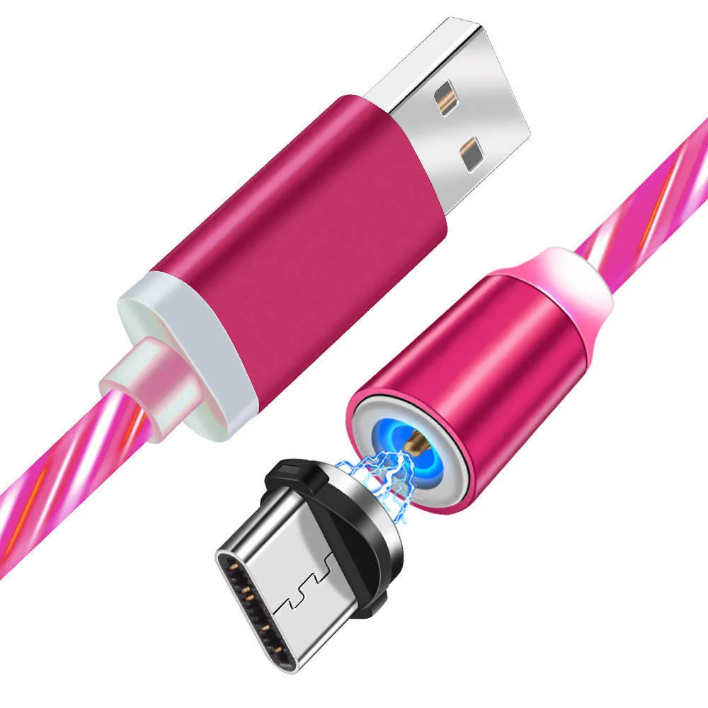 Светящийся USB быстрое зарядное устройство type C Магнитный кабель для samsung galaxy S10 Note 10 Pro A90 A70 A50 A40 A20E A10 A7 A6 S9 Leagoo S8 - Цвет: Red Cable