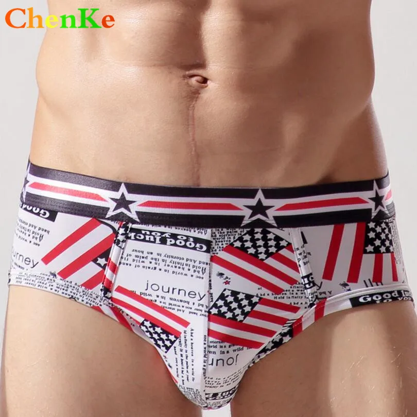 

ChenKe 2017 New Men's Briefs Ice Silk Underwear Printing Sexy Shorts Men's Panties High Quality Men's Shorts Men Underwear