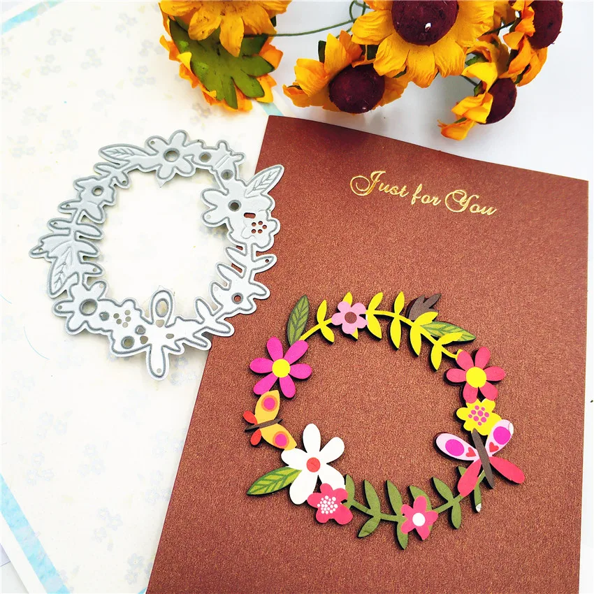 

Hot sale Flower Wreath Metal Cutting Dies Stencils for Scrapbooking DIY Embossing Folder Paper Cards Maker Handmade Album Crafts