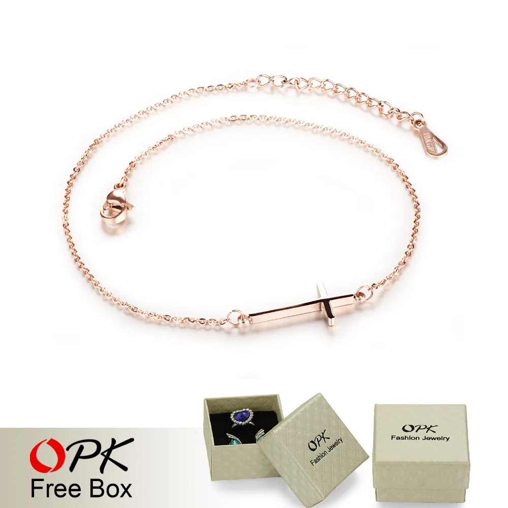 Женские браслеты на лодыжку OPK Cross классические из нержавеющей стали цвета
