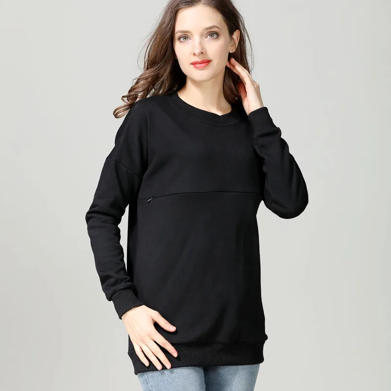 Autumn Winter Maternity Sweater Tops Long Sleeve Hoodies Breastfeeding Tops For Pregnant Women Maternity T-Shirt 4