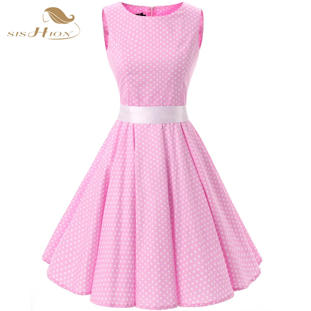 SISHION 100 Cotton Sleeveless Women Summer Dress High Quality Pink