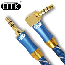 EMK 90 Degree 3.5mm AUX Cable audio Cable Jack 3.5 nylon braided Male to Male Aux Cable 1m 2m 3m 5m Phone Car Computer Speaker