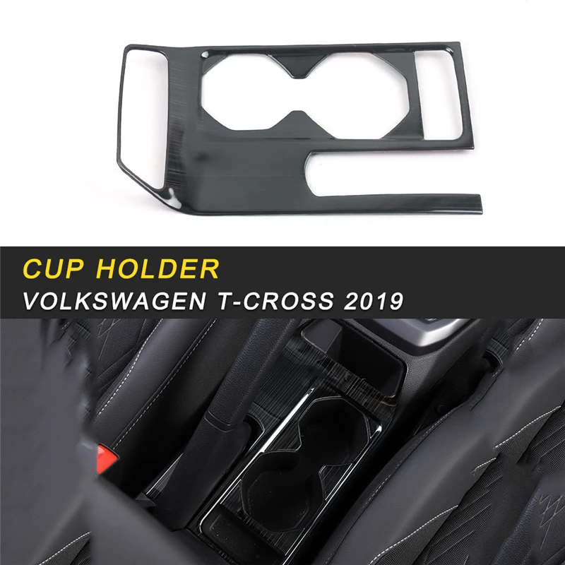 

Central Control Cup Holder Panel Cover Trim Frame Sticker Interior Accessories for Volkswagen T-CROSS 2019 Car Styling