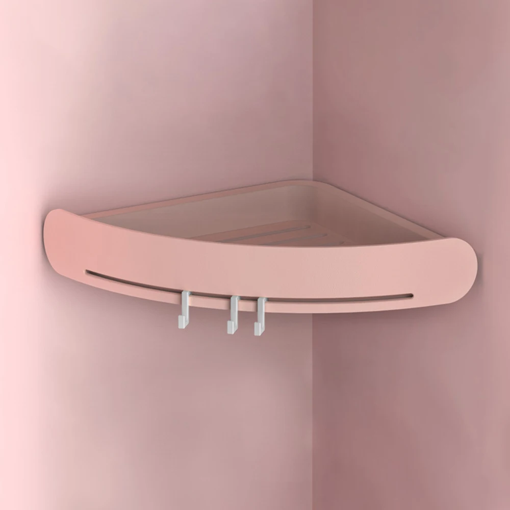 Полка для ванной комнаты, органайзер, угловая полка Caddy для ванной комнаты, пластиковая угловая полка для душа, настенный держатель, держатель для шампуня - Цвет: Розовый