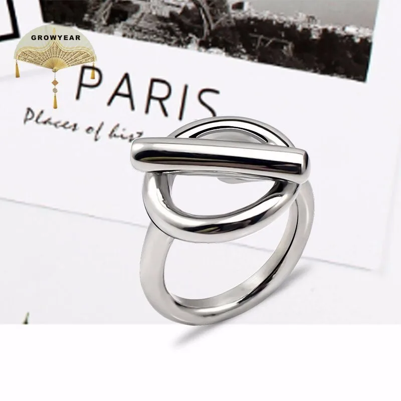 

Personalized Women Stainless Steel Simple Punk Wind Finger Ring Silver Fashion New Assembly Design Size 6 7 8 9 10