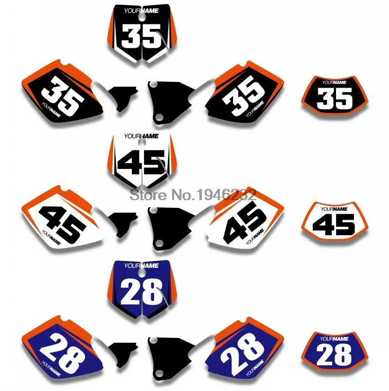 

NICECNC Custom Number Plate Background Graphics Sticker & Decal For KTM EXC 125 200 250 300 380 400 1998 1999 2000