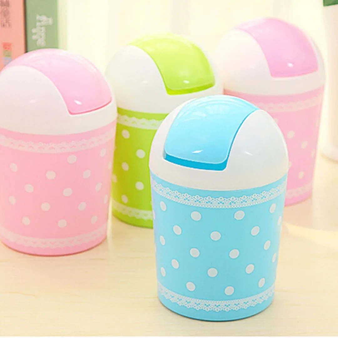 1pc PP Mini Plastic Car Table Dustbin Trash Can Waste Container Rubbish Bin Box Basket
