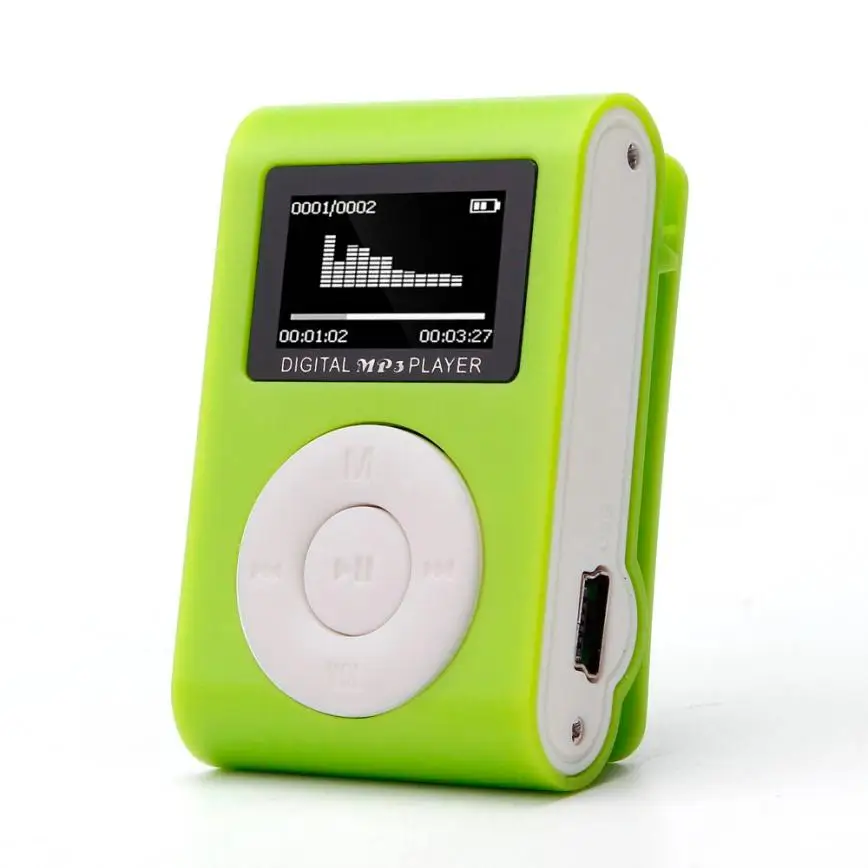 Новинка,, модный мини mp3 USB MP3 плеер с зажимом, ЖК-экран, поддержка 32 ГБ, Micro SD, TF, кардслик, стильный дизайн, спортивный, компактный, 0 - Цвет: Зеленый