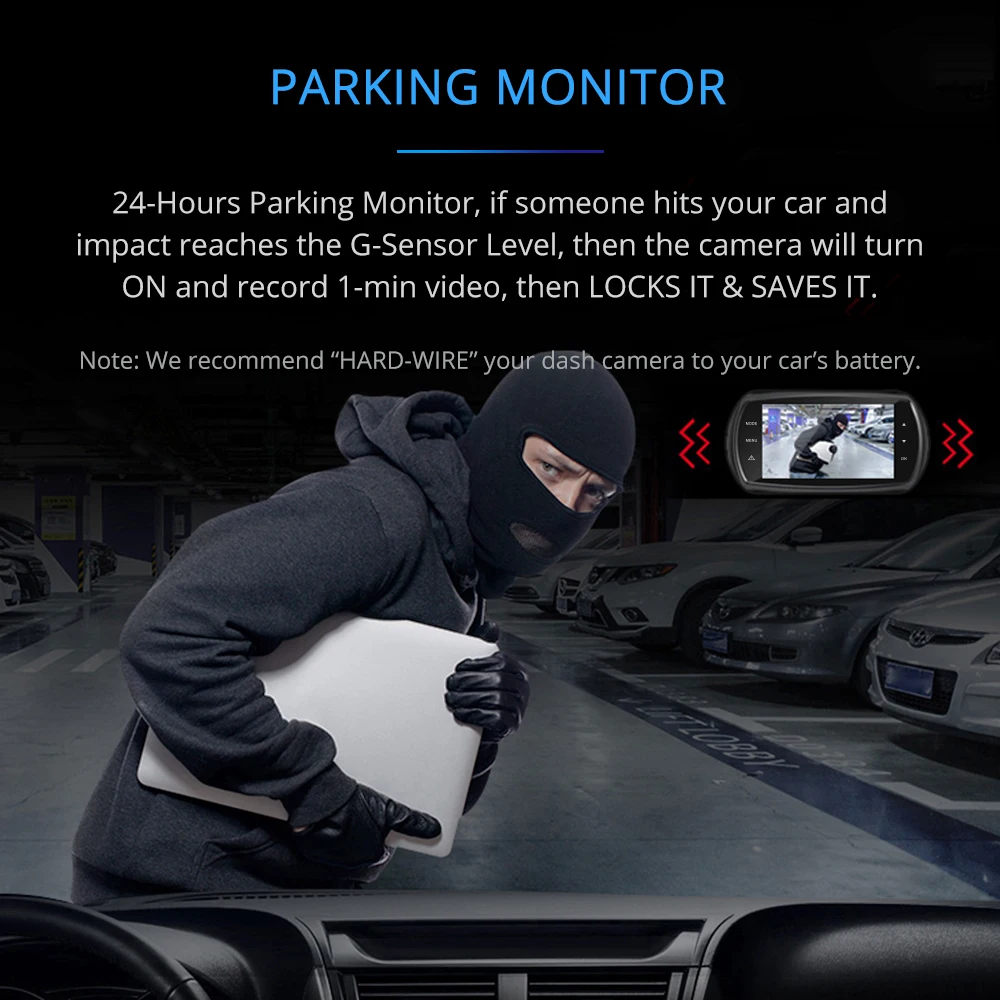 AZDOME M11 3 inch 2.5D IPS Screen Dash Cam Car DVR Recorder HD 1080P Car Video Recorder Dashcam Dua
