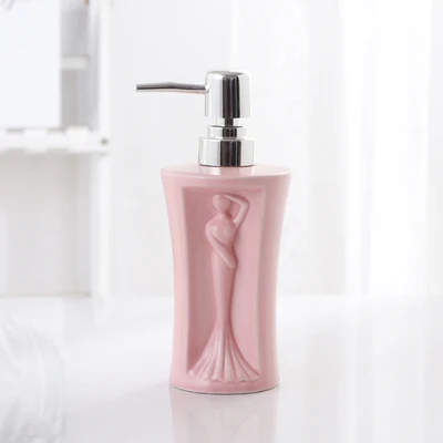 A-Pink Цветная керамическая мыльница, диспенсер для косметики, бутылки для ванной, дезинфицирующий шампунь для мытья тела, бутылка для лосьона mx4121440 - Цвет: A-Pink