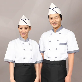 

(10set Hat&Shirt&Apron)Chef's short sleeves hotel kitchen restaurant Japanese & Korean cuisine chef uniform clothes men or women