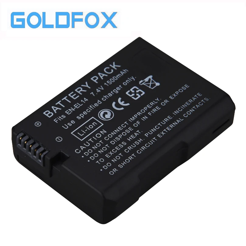 Аккумулятор GOLDFOX 1500 мАч EN-EL14 EN-EL14a для Nikon P7200 P7700 P7100 D5500 D5300 D5200 D3200 D3300 D5100 D3100 |