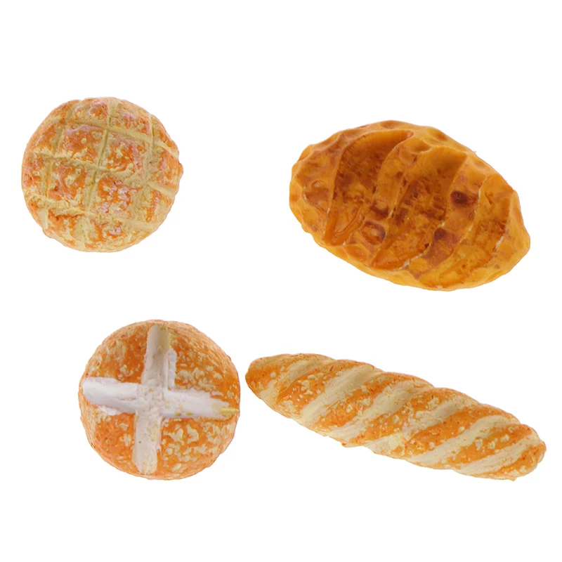 

4pcs 1:12 Miniature Dollhouse Mini Resin Bread Dollhouse Miniature Food Breakfast Snack Dessert