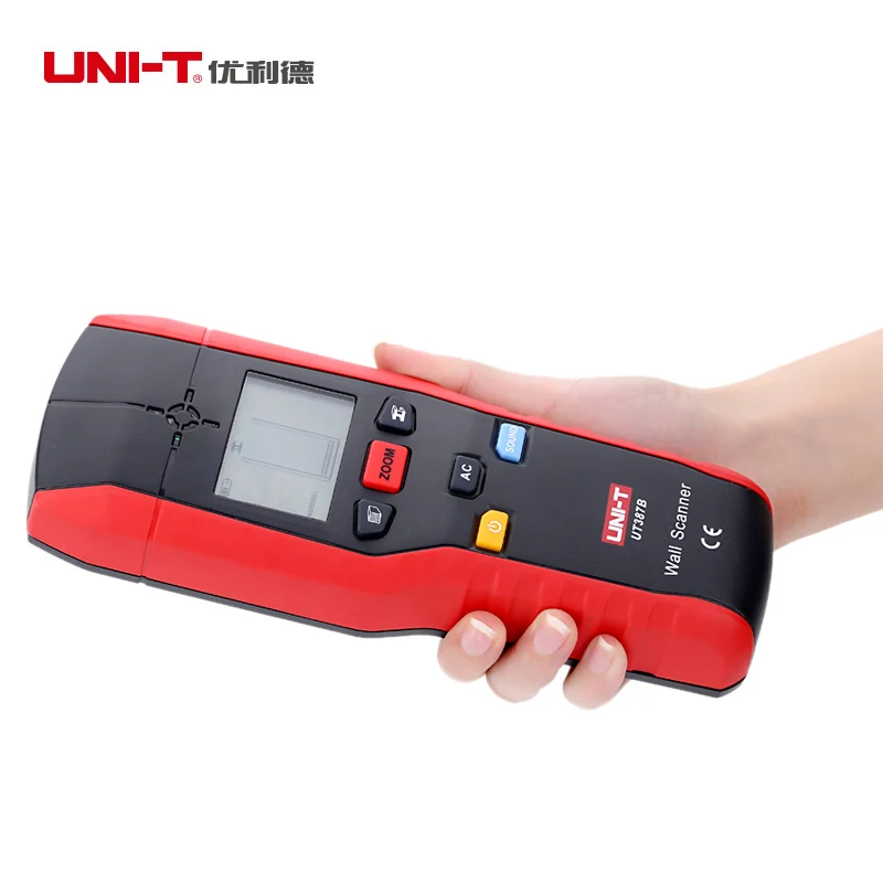 Goedkoop UNI T UT387B Muur Scanner Metal Detector Vinden Metalen Hout Studs AC Voltage Live Wire Detecteren Elektrische Doos Finder Buzze LED FLASH