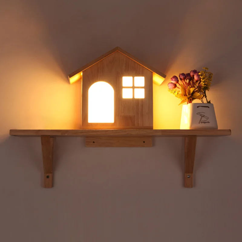 

Wooden House Led Wall Lamps No Cecoration Aisle Bedroom Parlor Restaurant Japan Wall Lights Sconce Home Decoration Free Shipping