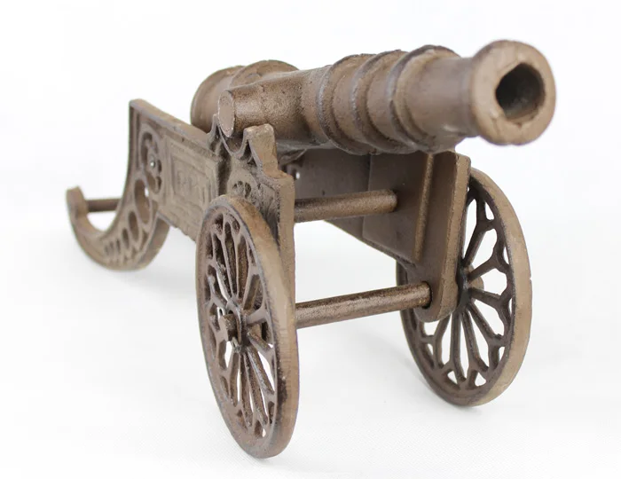 Replica Rustic Cast Iron Cannon Statuette Miniature Figurine Antique Model Retro Home Bar Pub Club Table Decorative Crafts Brown