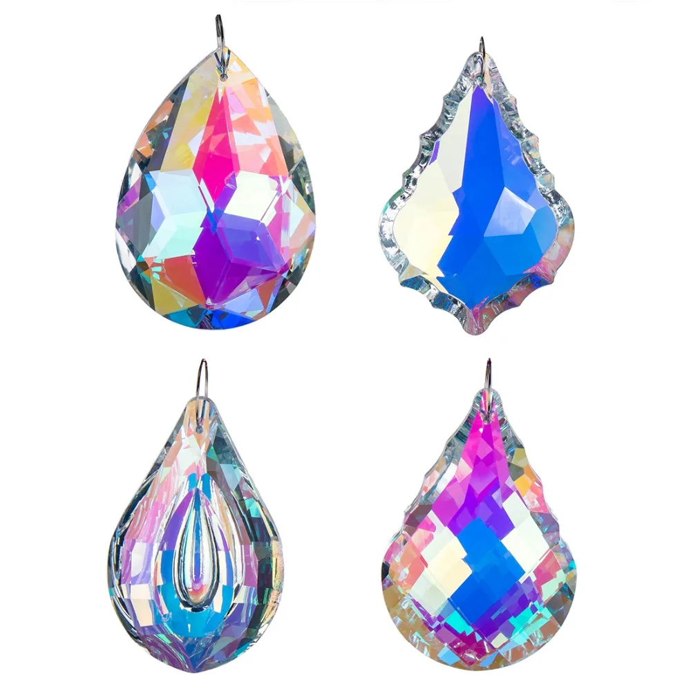 H&D 4pcs/set 76mm Crystal Prism Pendants For Chandelier Crystal