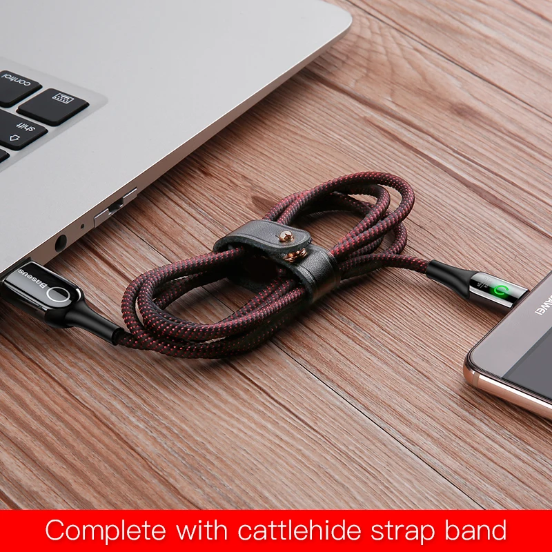 Baseus USB Type C Cable for Xiaomi Redmi Note 7 Pro Quick Charge 3.0 USB C Cable Intelligent Power Off LED USB Cable for Xiaomi8