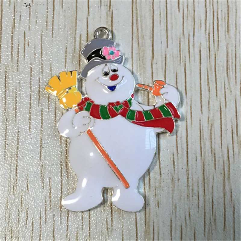 51x36mm10шт/лот серебро Цинк сплав Эмаль Подвеска-снеговик для изготовления ювелирных изделий ожерелье
