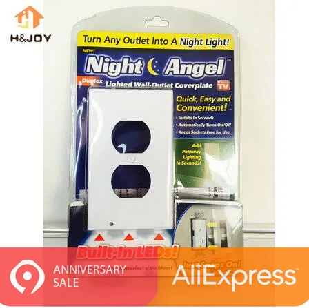 

2 in 1 Outlet Cover Night Angel Light Guide light LED Night Lights Kid Room Dropshipping Stair Kitchen Bathroom LED Night Light