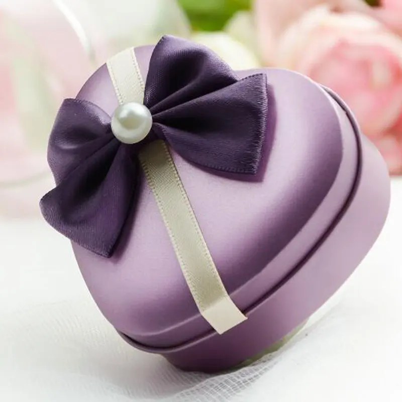 

10pcs Wedding Event Lovely Cookie Tin Box with Pearl Accessories Heart Shape Candy Packing Case Color Mini Storage/Jewelry Boxes