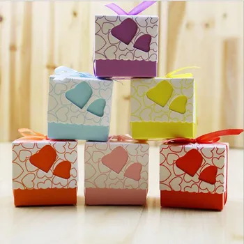 

European 7 colors Love heart Candy Box Bridal Wedding Candy Packaging Box Creative Sweets Candy Boxes, 50pcs/lot