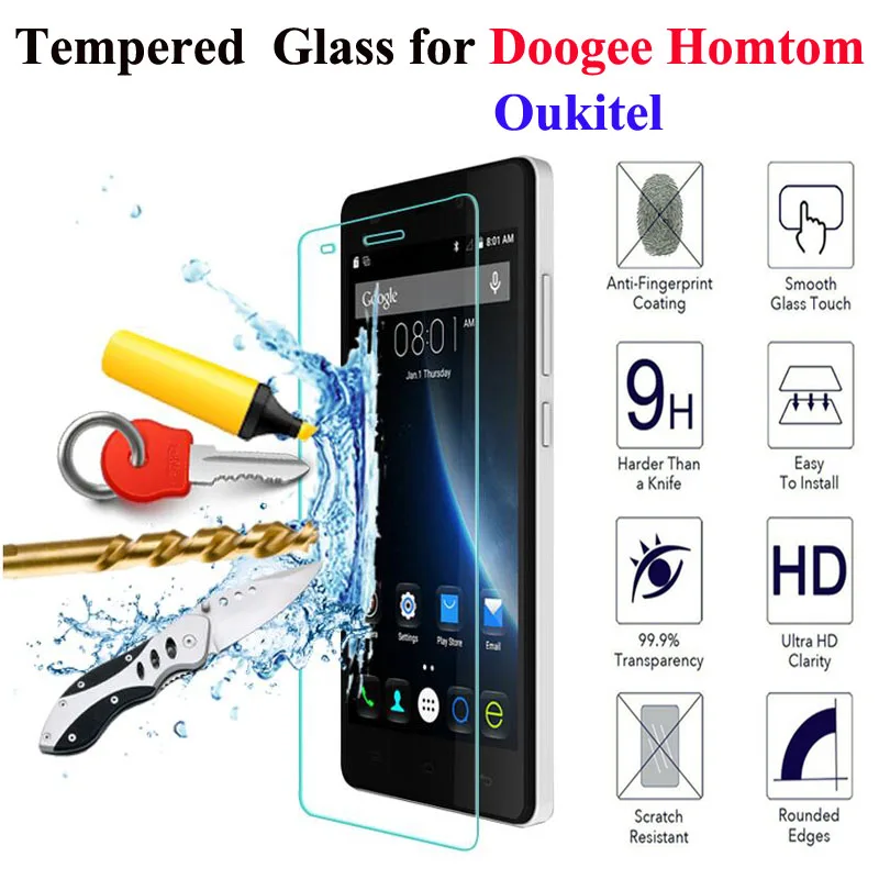 

Tempered Glass For Doogee X5 Max Pro X6 T6 X9 Mini For Homtom HT6 HT3 HT7 For Oukitel K6000 Screen Protector Case Film Cover