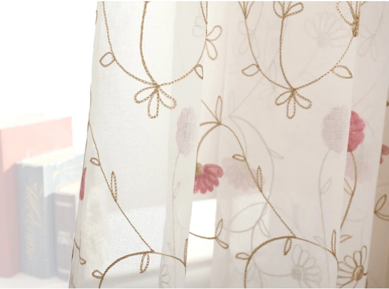 Tiyana деревенский белый нижний цвет красный цветочный узор отвесный Тюль Ткань шторы для спальни гостиной кухни розовая пряжа P400D2