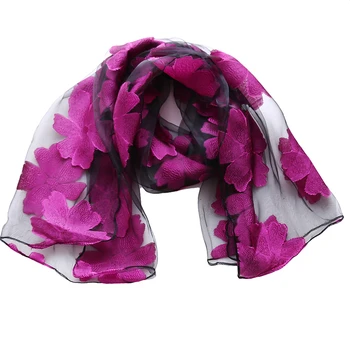 

Fashion Women's Scarf Leaves And Flower Pattern Long Shawl Scarves Heigh Quality Spring And Autumn Organza Lady Hijab Wraps
