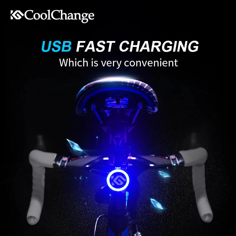 Coolchange Велосипедное освещение Велоспорт велосипед задний фонарь светодиодный сзади свет USB аккумуляторная лампа Предметы безопасности ночной езды свет