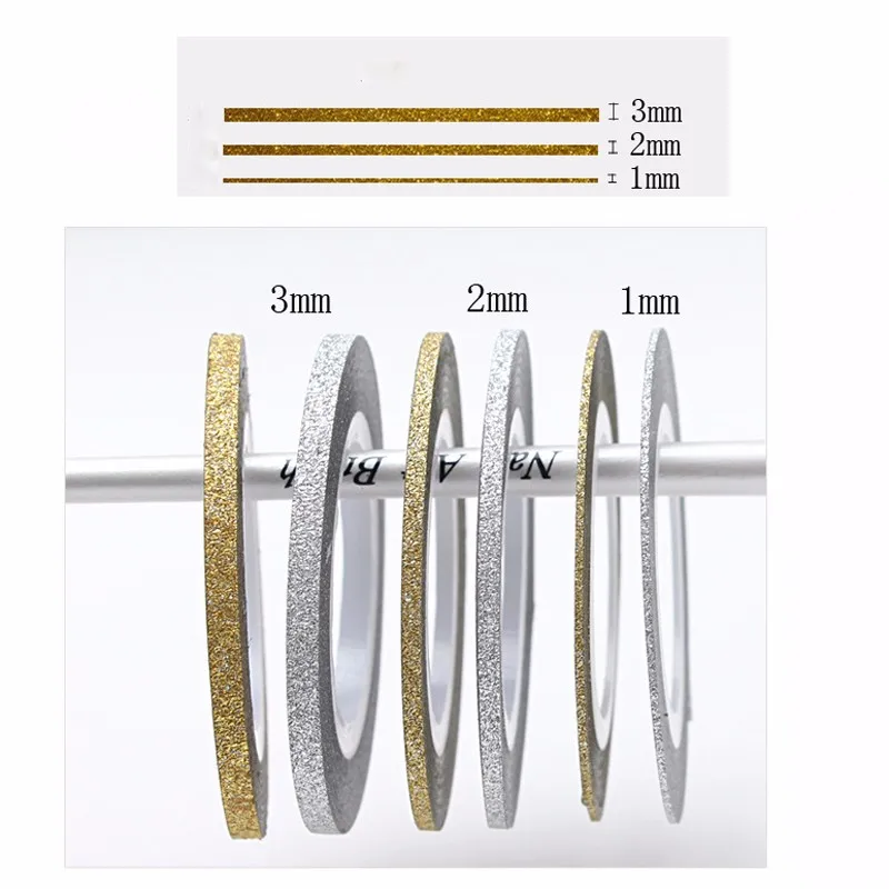 Новинка; 10 рулонов/lot дизайн ногтей Блеск Чередование ленты линия со светящимся микс Цвет 1/2/3 мм для ногтей Наклейка из фольги инструменты Красота
