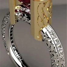 Nuevo anillo de moda con piedras rojas para mujer, circonita de cristal Vintage, joyas para fiestas de compromiso de lujo