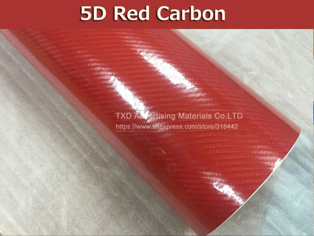 1,52x5 м Высококачественная глянцевая черная 5D виниловая пленка из углеродного волокна 5D пленка из углеродного волокна 5D пленка из углеродного волокна для автомобиля Авто - Название цвета: RED