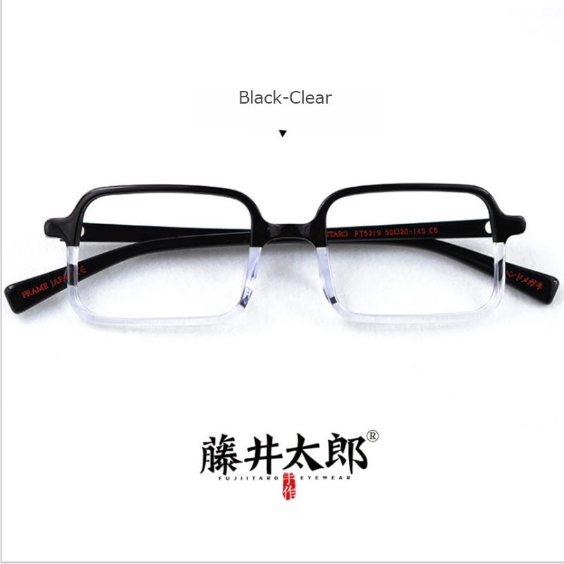 FT5219 Black-Clear TARO FUJII оправа для очков для мужчин и женщин винтажные ацетатные компьютерные оптические прозрачные линзы оправа для очков для мужчин FT5219 - Цвет оправы: FT5219 Black-Clear