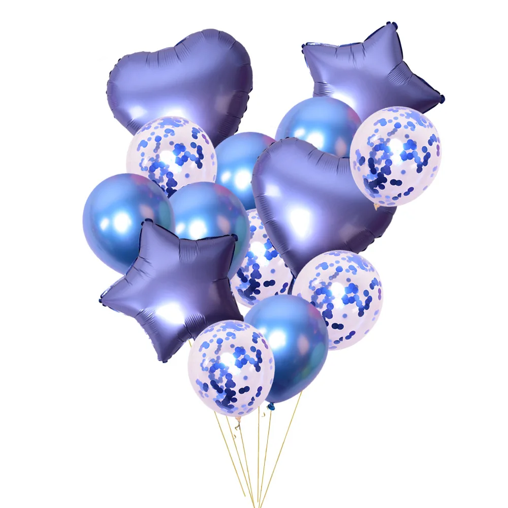 14 шт Смешанные шары с золотыми Конфетти День рождения украшения фольги металлический шар воздушный шар на день рождения джунгли вечерние украшения