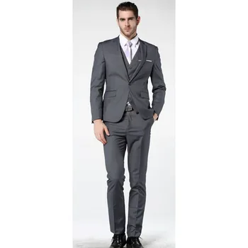 

2018 Latest Coat Pant Designs wedding Men Gray terno Suits One Button Slim Fit 3 Pieces gray mens Suit Jacket terno masculino