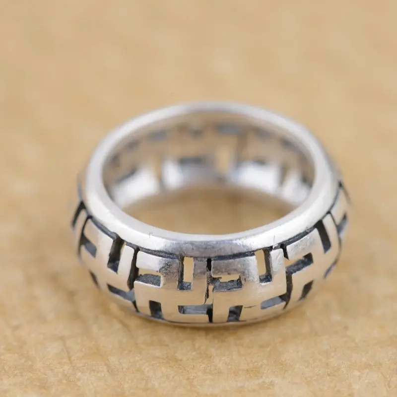 

925 Sterling Silver Rings for Men Women Jewelry Buddha mantra 100% Real S925 Thai Silver Ring Size 6-10