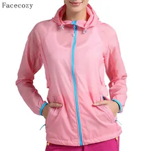 Facecozy, летняя женская куртка для кемпинга, Женская быстросохнущая одноцветная рыболовная куртка с карманами на молнии, куртки с защитой от ультрафиолетового излучения
