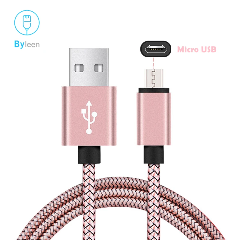 ByleenFast Charging Data Sync Micro USB Cable 1M 2M 0.25M Android Phone Charger Kable for Xiaomi Redmi Note 5 6 Pro PS4 Kindle - Тип штекера: Pink