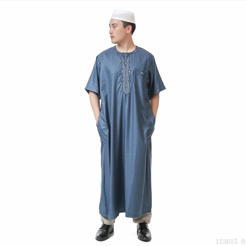 Женское платье с круглым вырезом Jubba tobe Camisas Masculina длинное короткими рукавами