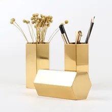 Шестиугольный карандаш-держатель в скандинавском стиле с шестиугольной вставкой для цветочной вазы, держатель для ручек, Золотая ваза для цветов, металлический держатель для хранения из нержавеющей стали