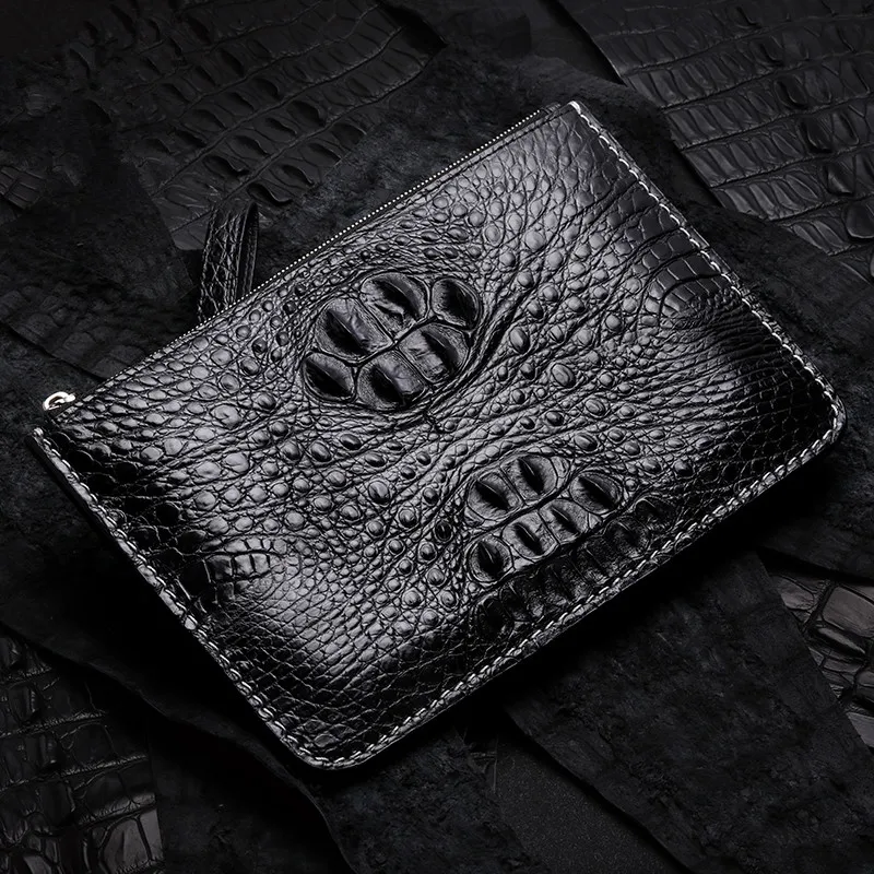 

Handmade Men Vegetable Tanned Leather Crocodile Bag Money Holder Clutch Purse Cigarette Pocket Man Clutches Alligate Envelope