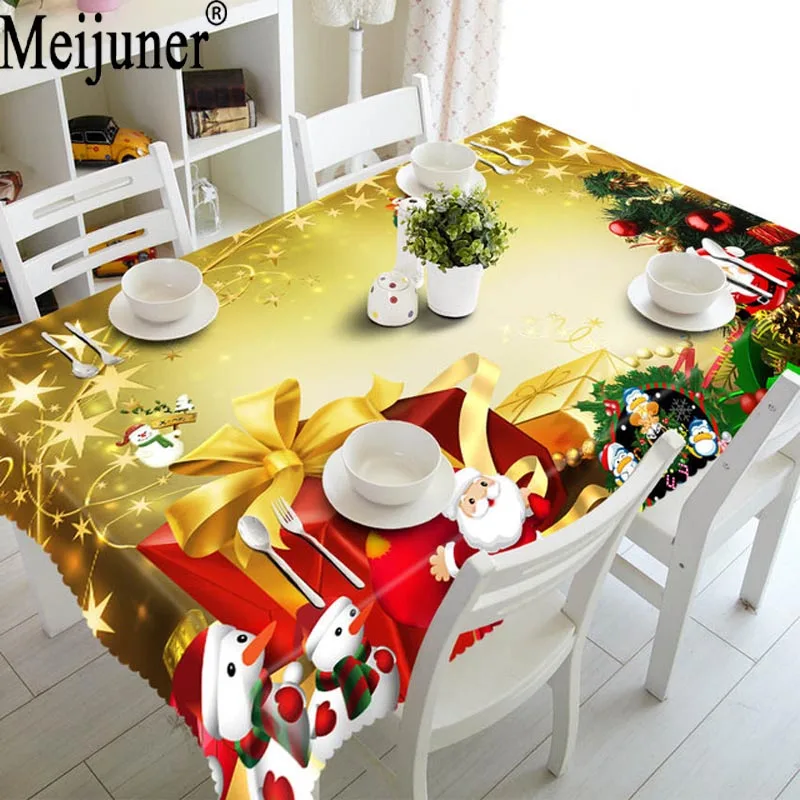 

Meijunner customize 3D Table cloth Waterproof Thicken Rectangular Wedding Tablecloth Exquisite Christmas Decoration Pattern
