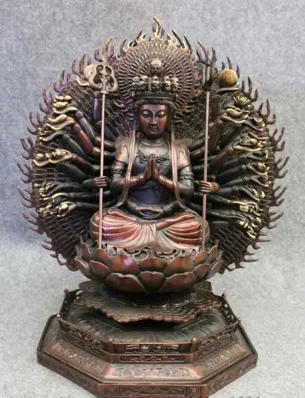 

S5553 17" Tibet Pure Bronze Temple 1000 Hands Avalokitesvara Kwan-yin Buddha Statue