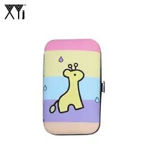 XYj 7 шт./компл. маникюрный набор мини-очиститель для ногтей комплект для стрижки Пинцет маникюрная пилочка для ногтей Набор инструментов с милой лошадью мультяшный чехол