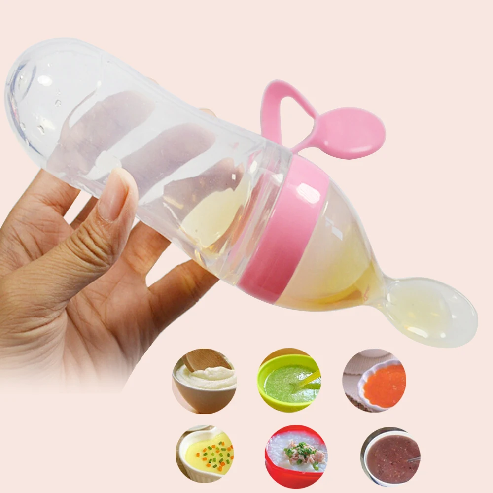 2019 новая детская силикагель бутылочка для кормления с ложкой Еда дополнение риса бутылочка для каши