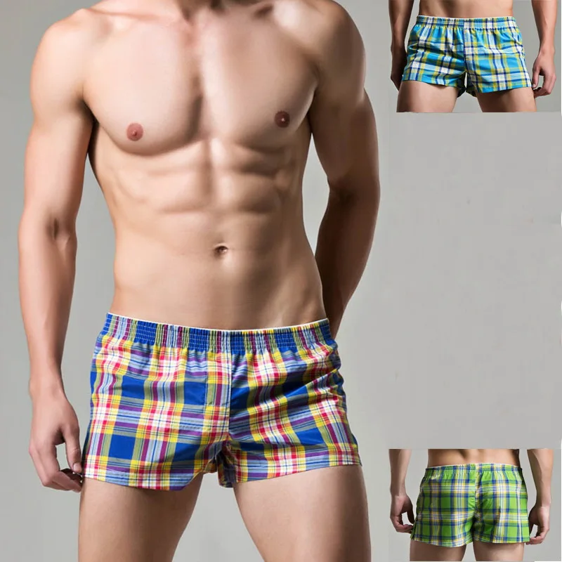 

100PCS Men's Underwear Loose Leisure Shorts Cotton Comfortable Men Boxer Shorts Fashion Plaid Boxers Men Lounge Home Wear